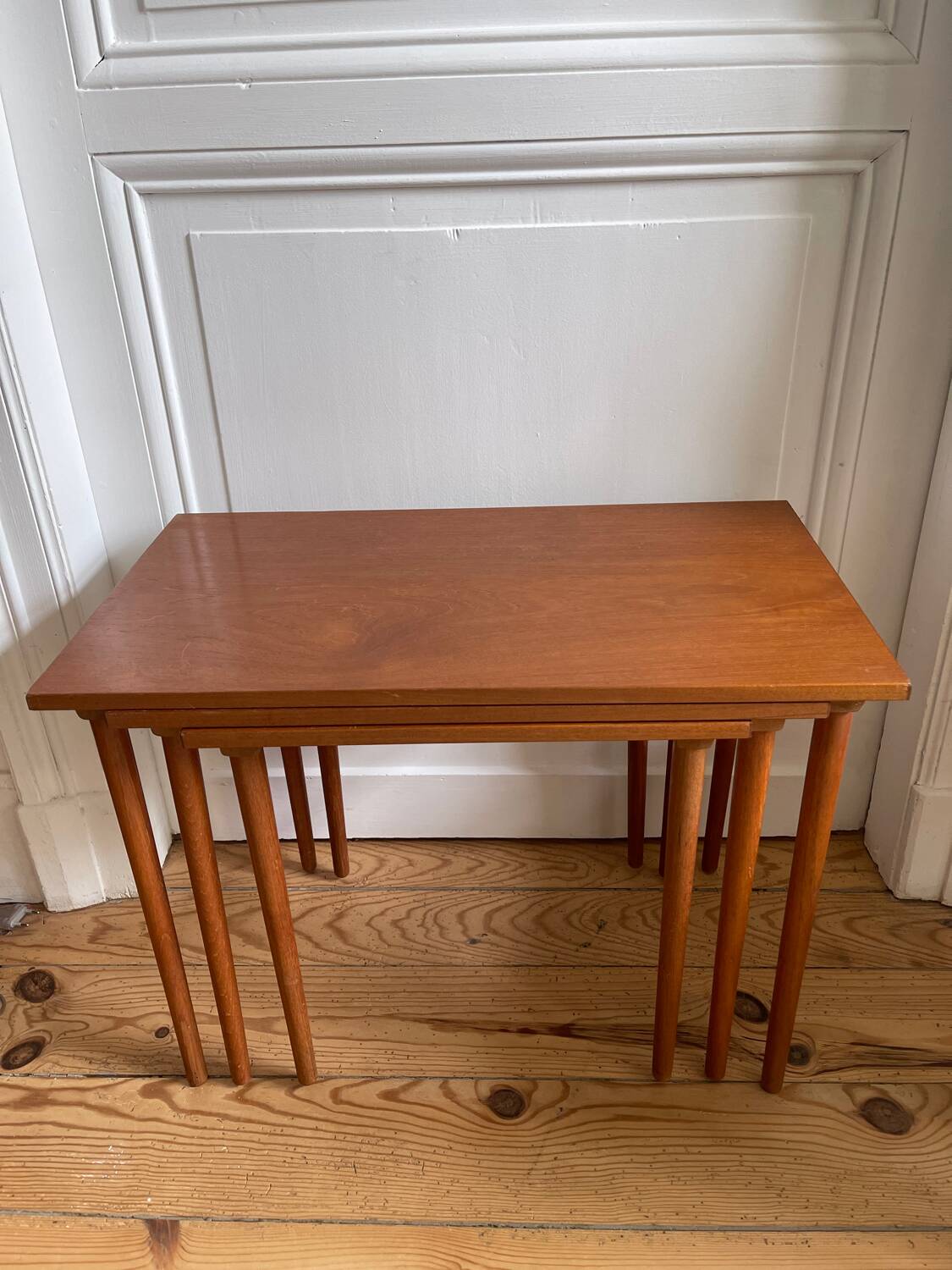 Scandinavian nesting tables in teak