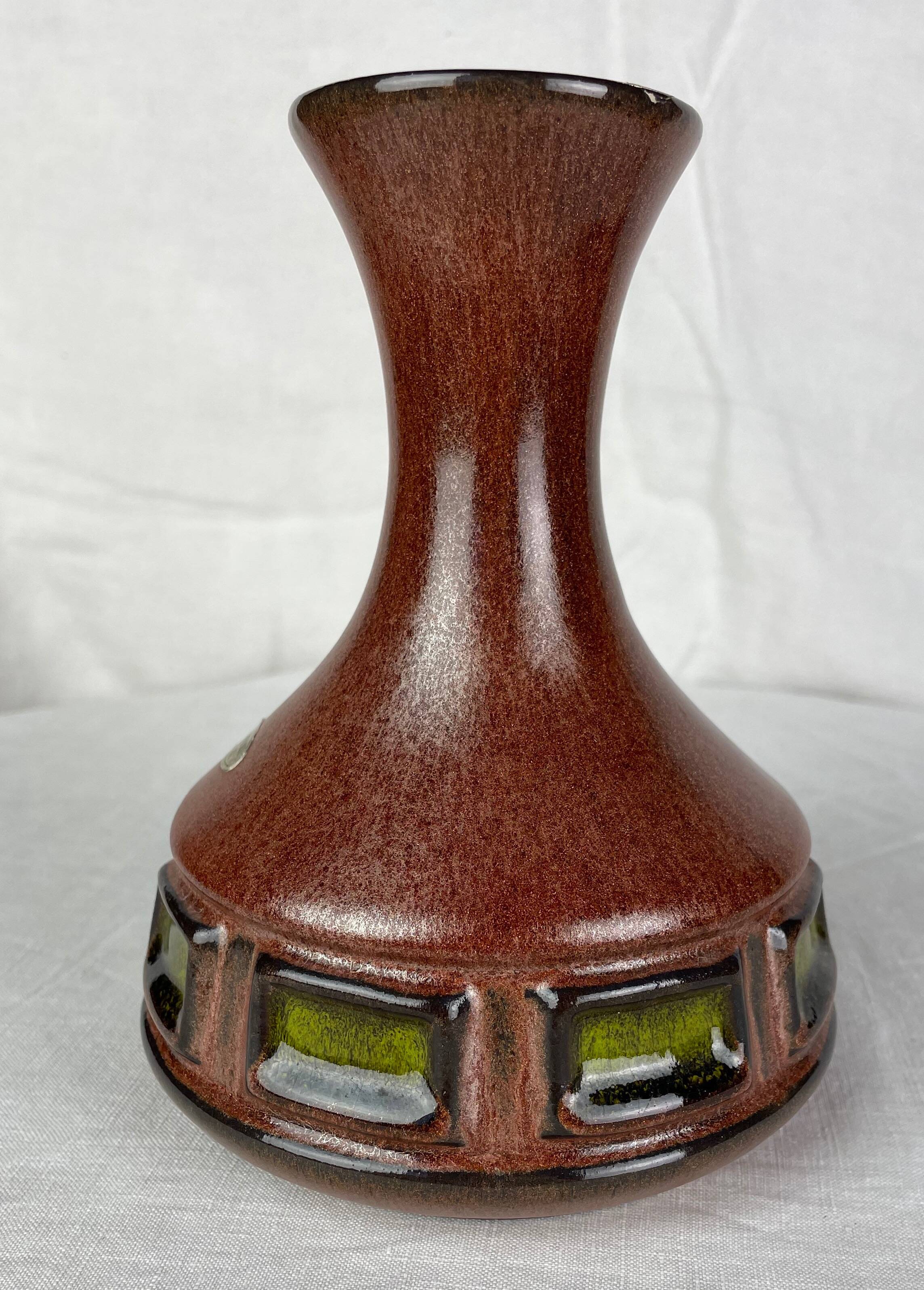 Vase made in Denmark brown and green