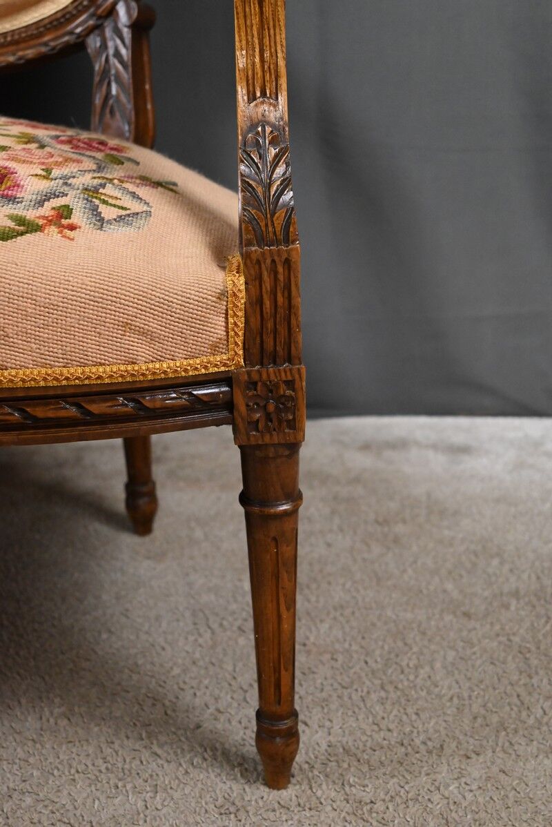 Beech canapé, stained, Louis XVI style - 1920