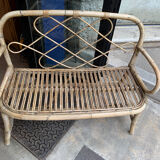 Rattan and bamboo bench 70s
