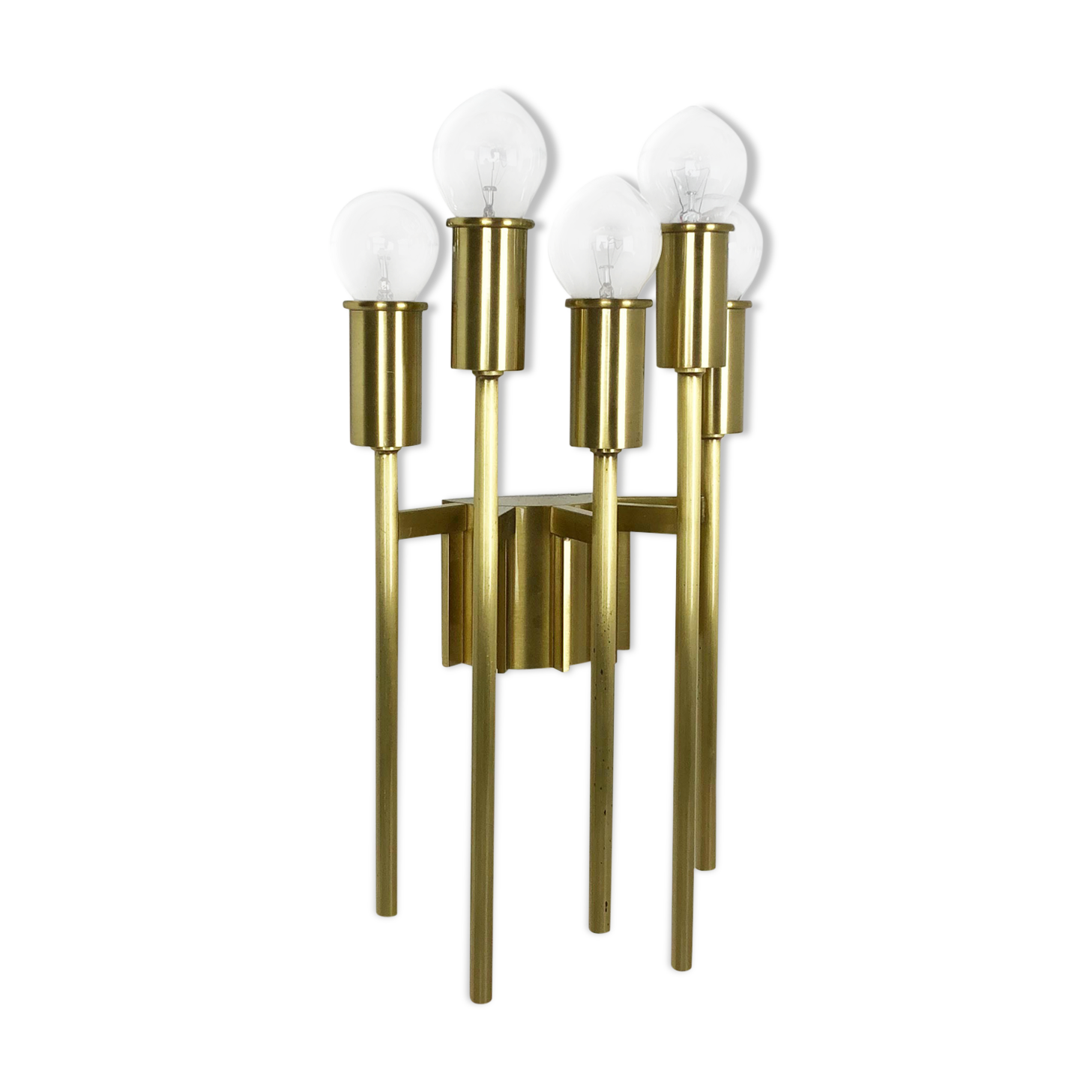 Brass Italian Stillovo Style Theatre Wall Ceiling Light Sconces, Italy, 1970s