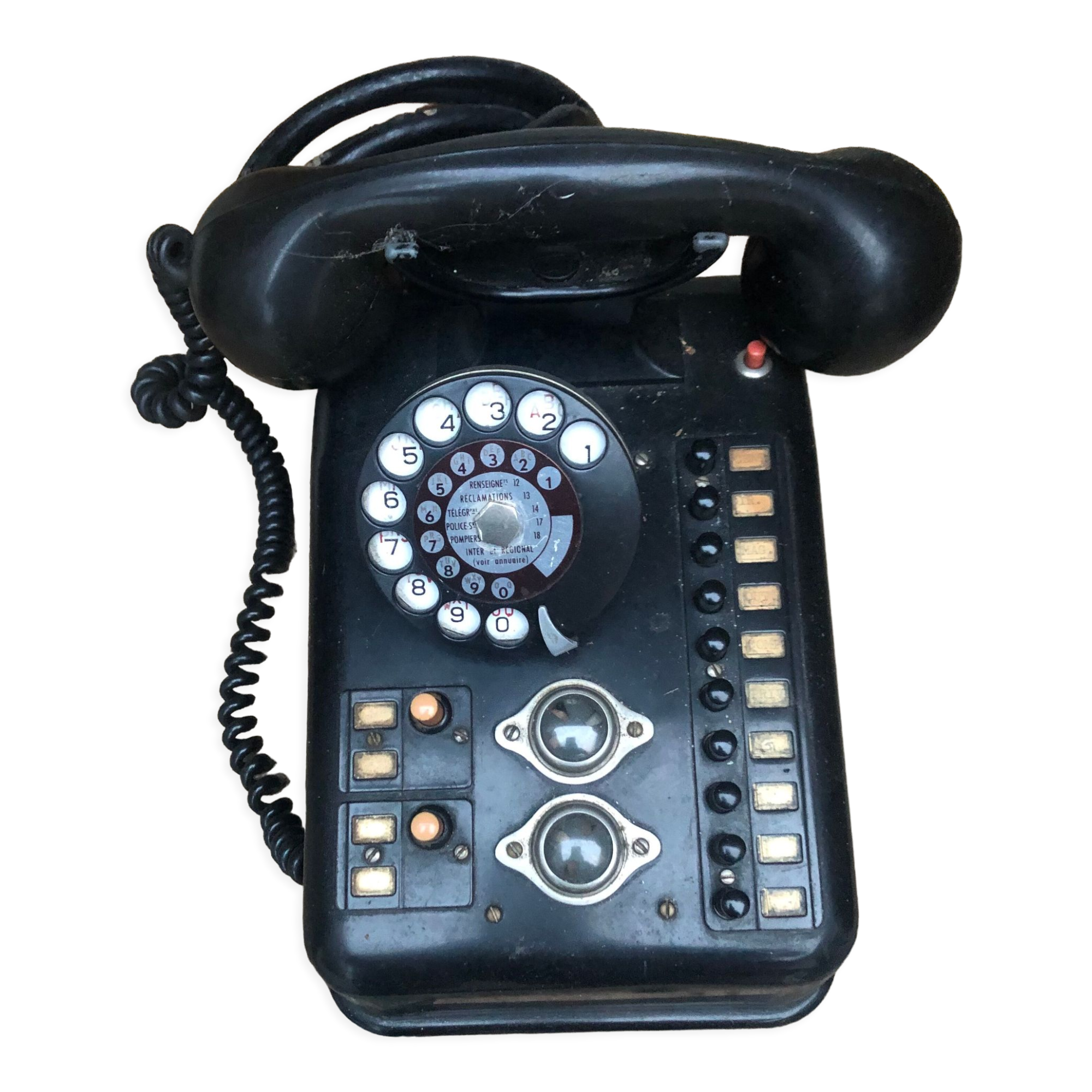 Téléphone ancien standard noir bakélite début XXe