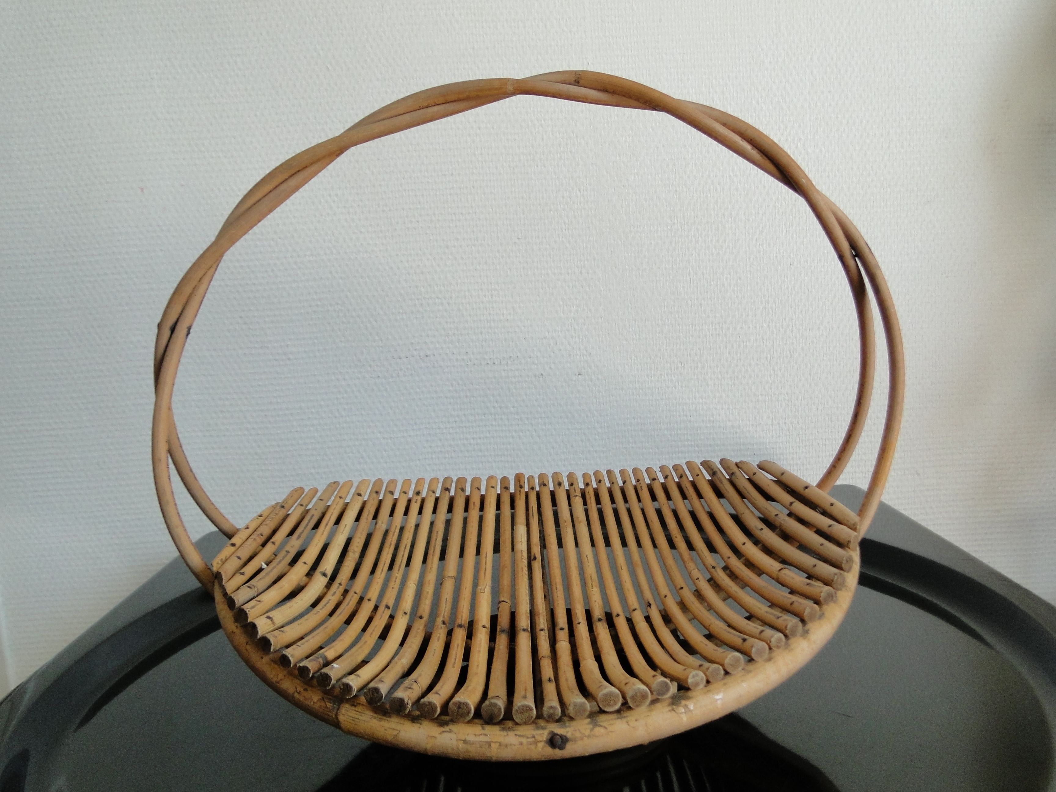 Vintage rattan basket fruit basket France 1960s