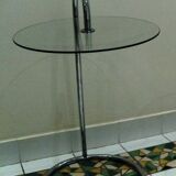 Two glass and metal bedside tables