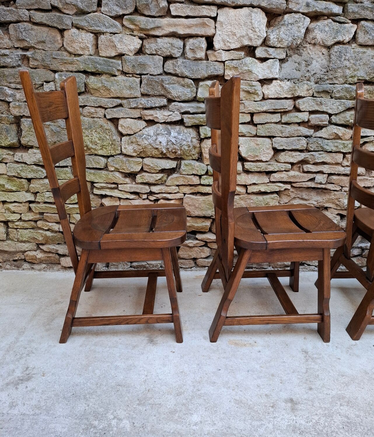 Brutalist oak chairs