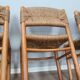 Set of 8 chairs 1960s Charlotte Perriand Style woven straw & wood
