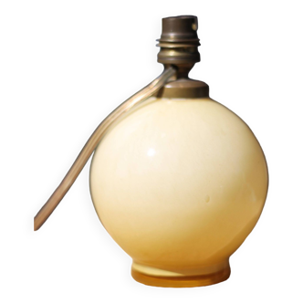 Vintage yellow glass lamp, honey yellow ball lamp, blown glass table lamp, table lamp