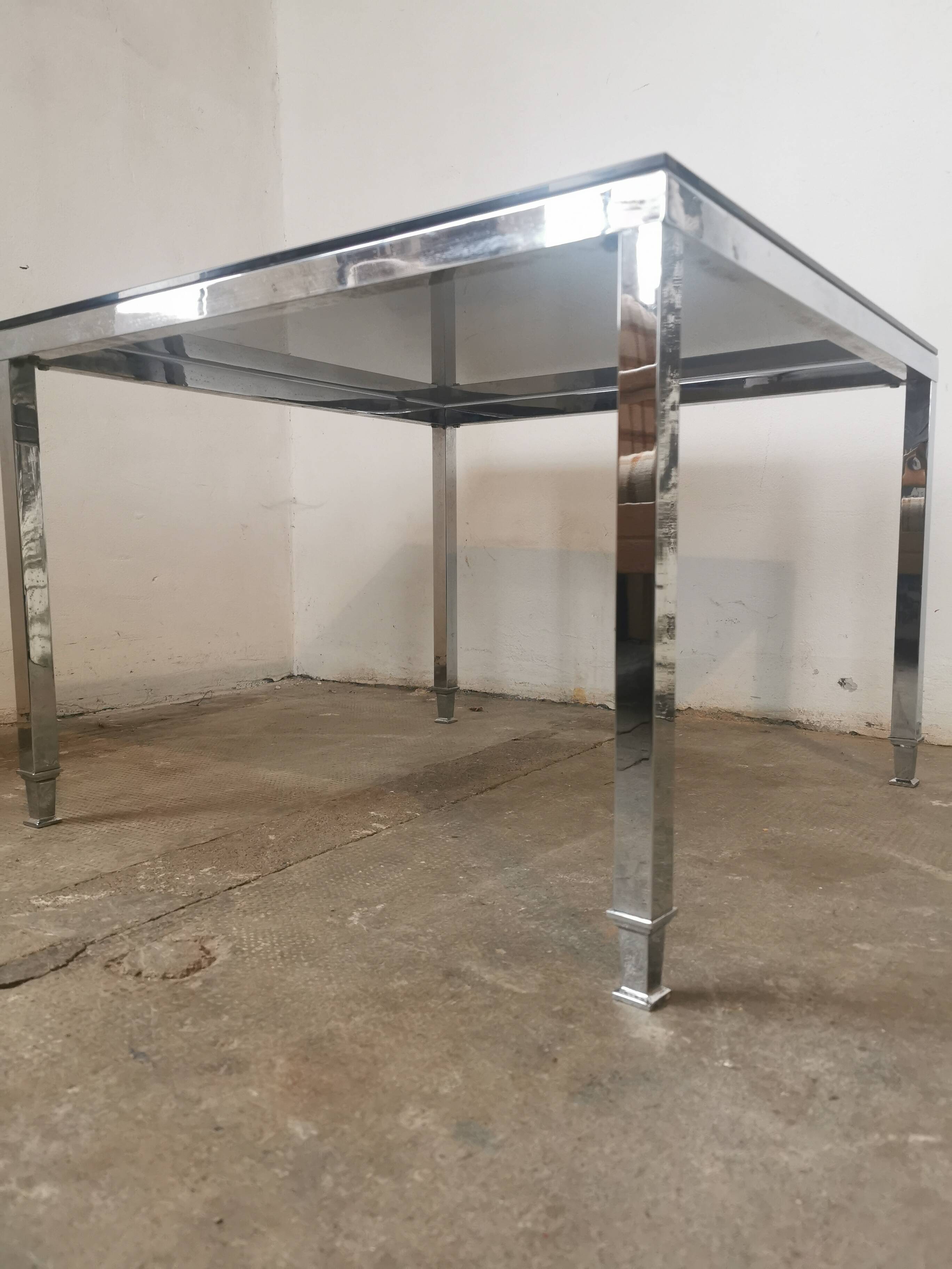 Chrome and glass coffee table 1970 Neoclassical style