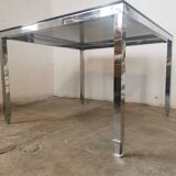 Chrome and glass coffee table 1970 Neoclassical style
