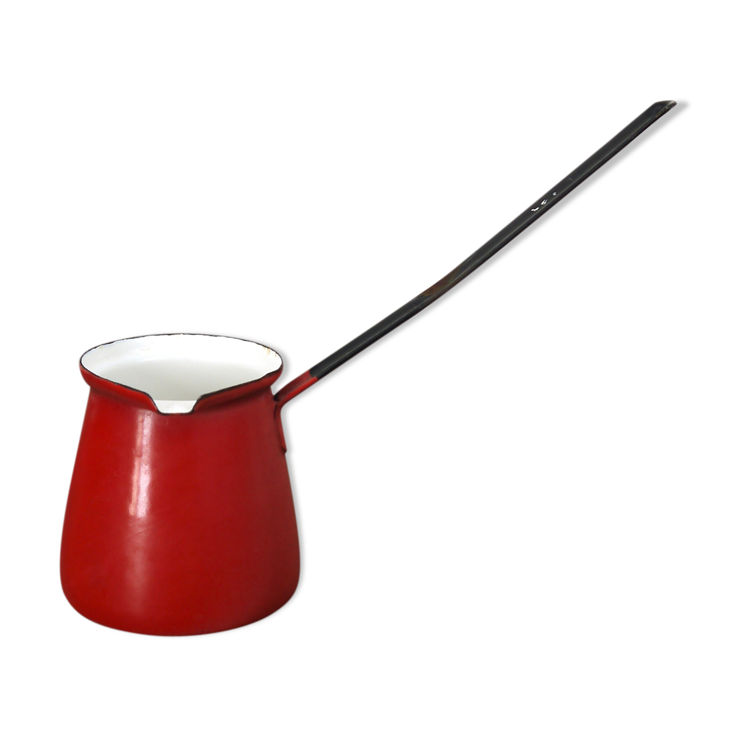 Turkish coffee maker in red enamel