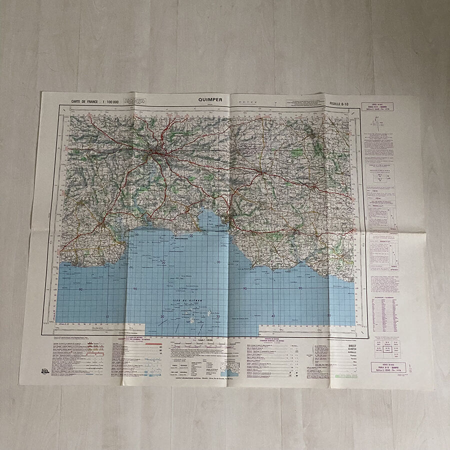 Map Quimper - Guilvinec - Concarneau - Les Glénans 1978