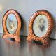 Pair of art nouveau copper metal photo frames