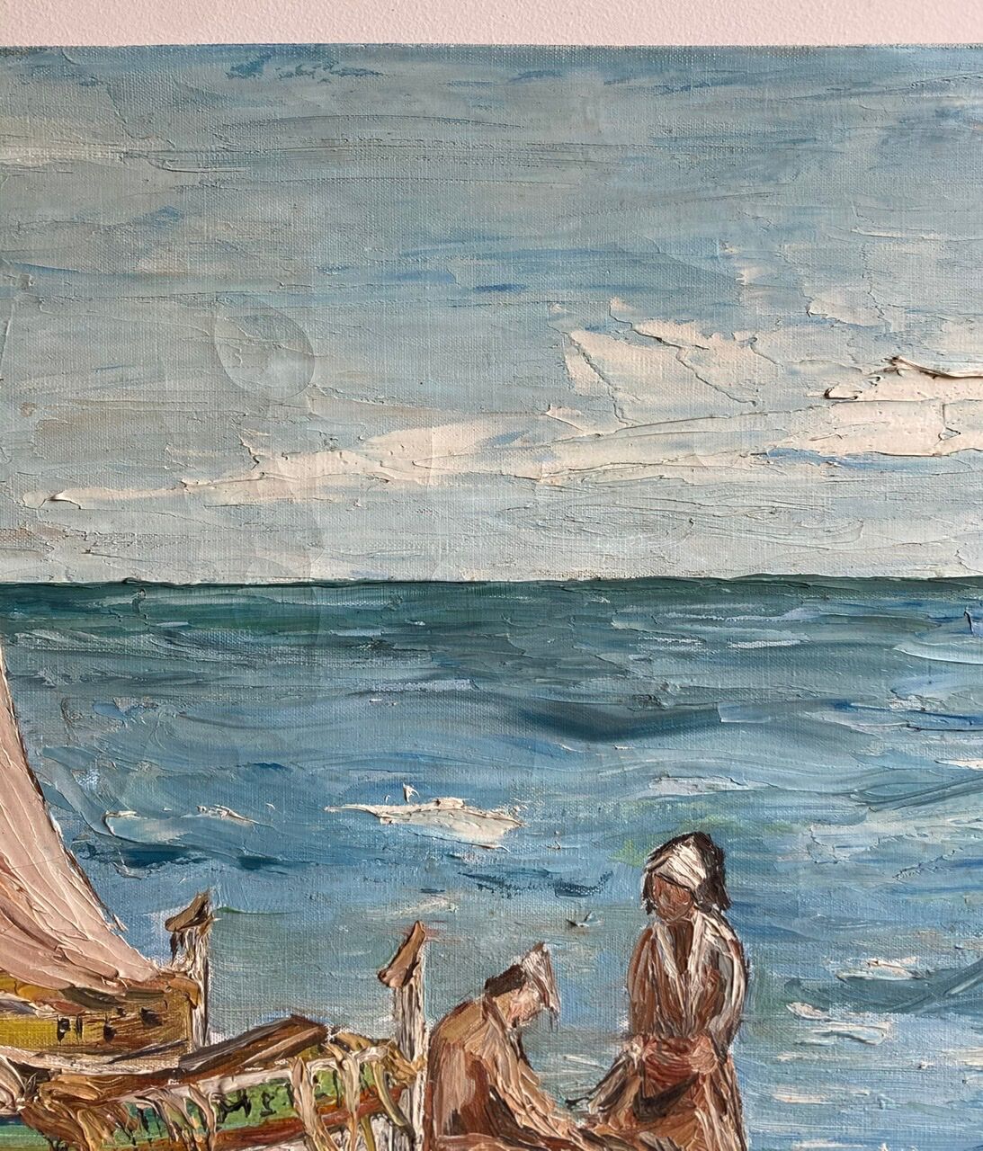 Old table, berthed boats, signed and dated October 65