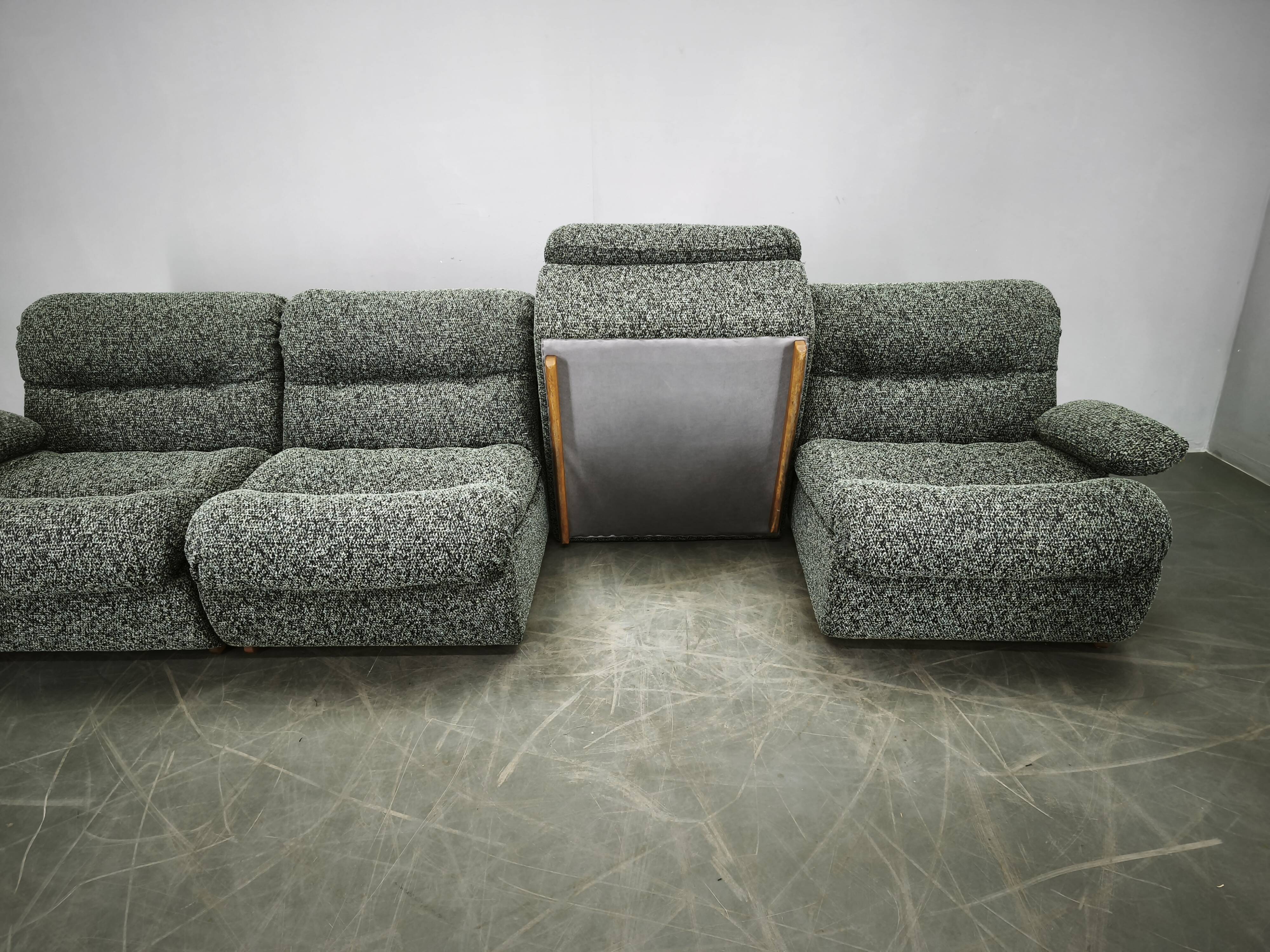 1970s Czechoslovak Space Age Four-Piece Sculptural Modular Sofa