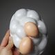 Vintage trompe-l’œil terrine with eggs in white earthenware, 1960s-1980s