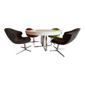 Ligne roset - table ava ø130 extensible + 4 fauteuils alster en alcantara