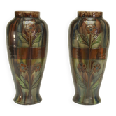 Paire de vases en barbotine début XXème estampillé BELGIUM 158