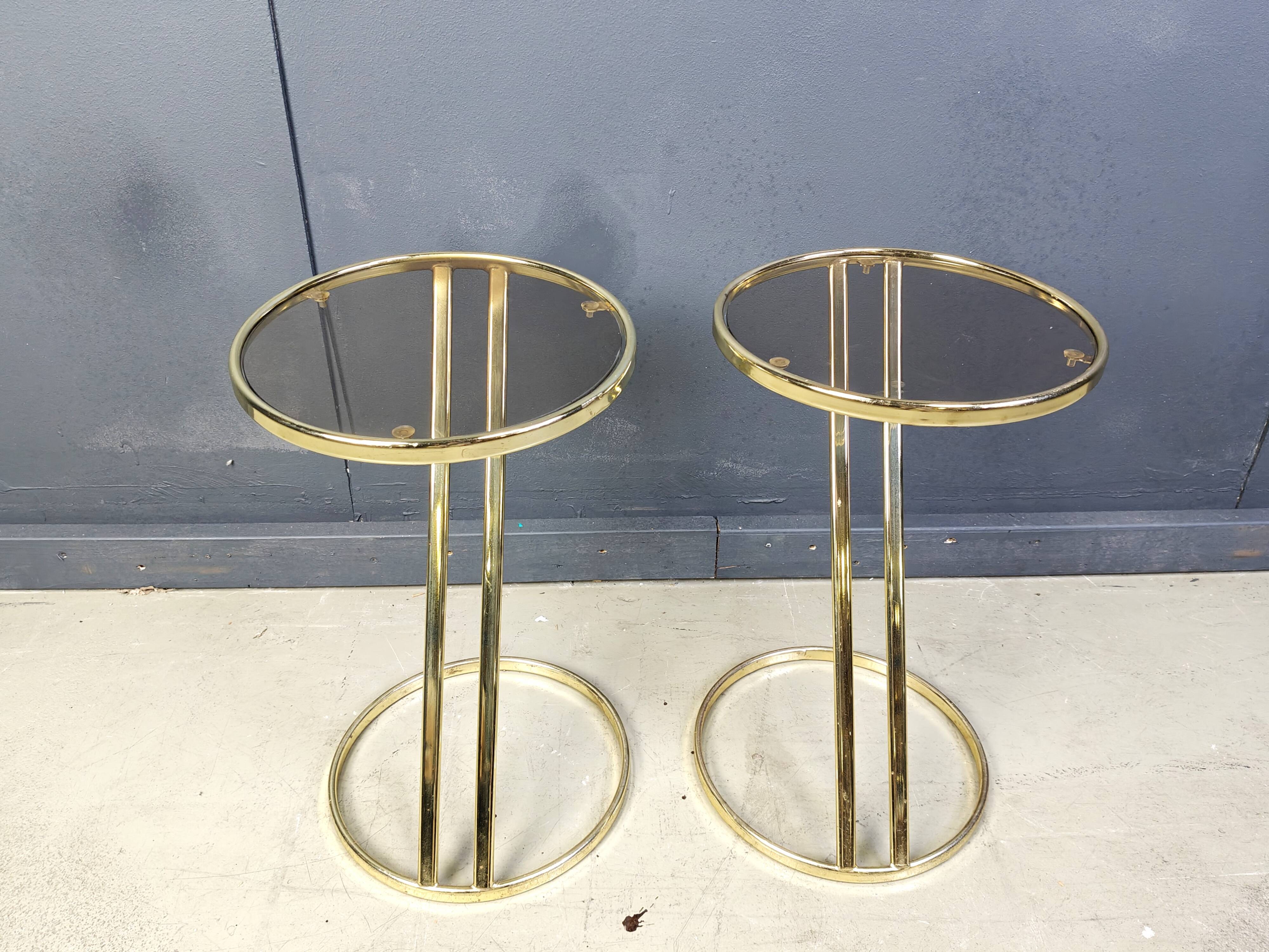 Vintage brass side tables - set of 2, 1970s