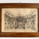 19th century Parisian salon, large original framed drawing