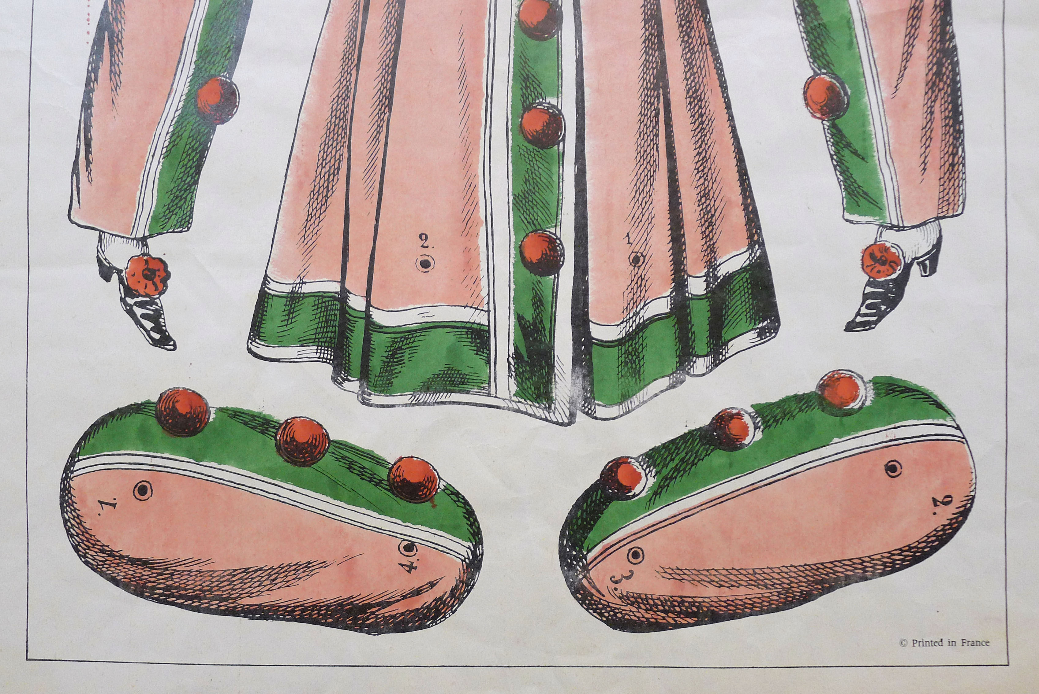 Old illustration Pierrot (puppet) framed