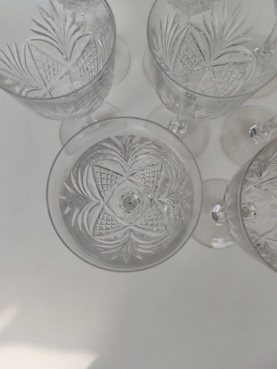 8 large Saint Louis crystal glasses, Moselle model. 1930s.