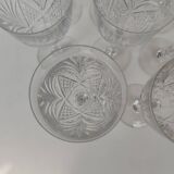 8 grands verres en cristal de saint Louis, modèle Moselle. Années 30.