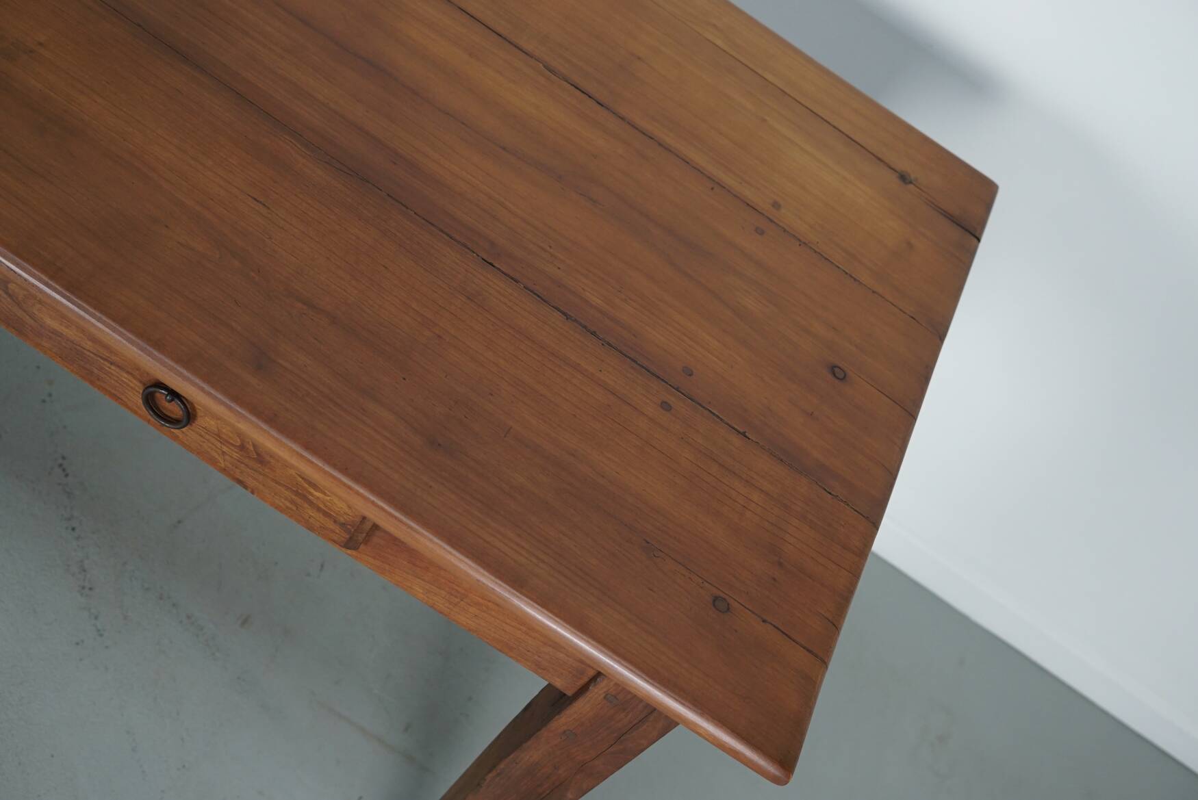 Rustic dining table in fruitwood from the early 20th century