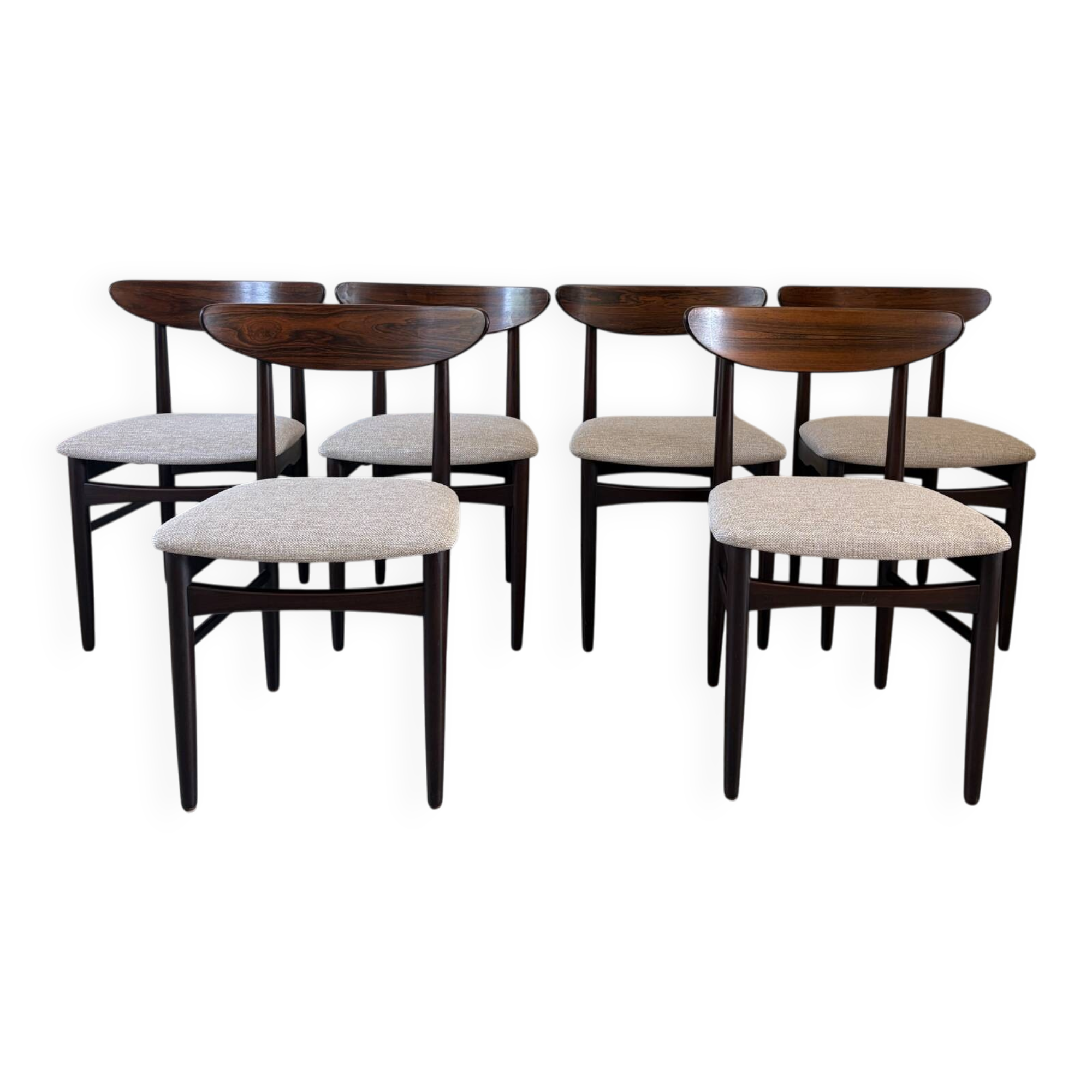 6 vintage Scandinavian teak chairs by Dyrlund