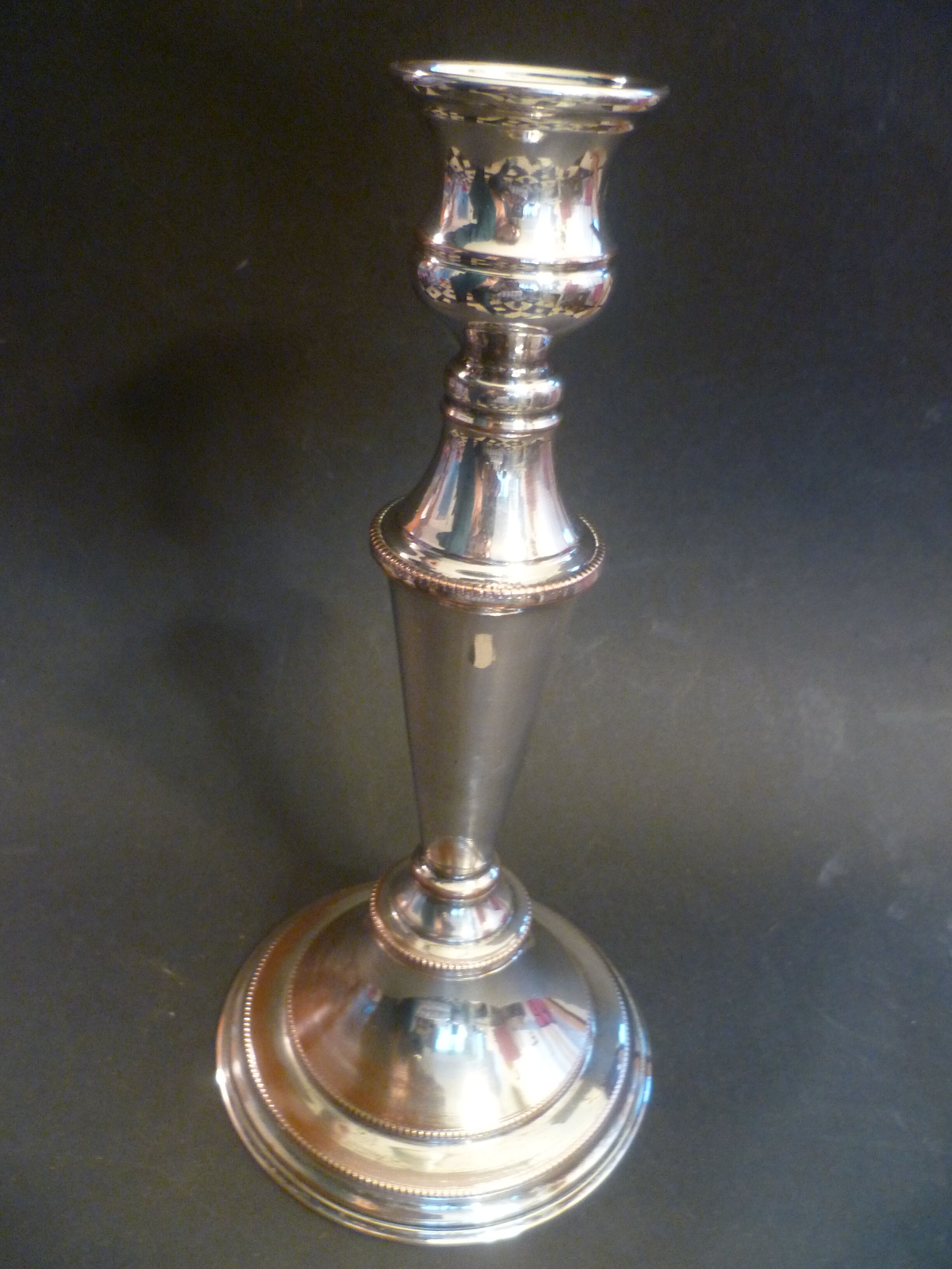 Large pair of candlesticks / candlesticks 3 lights in silver met.t.