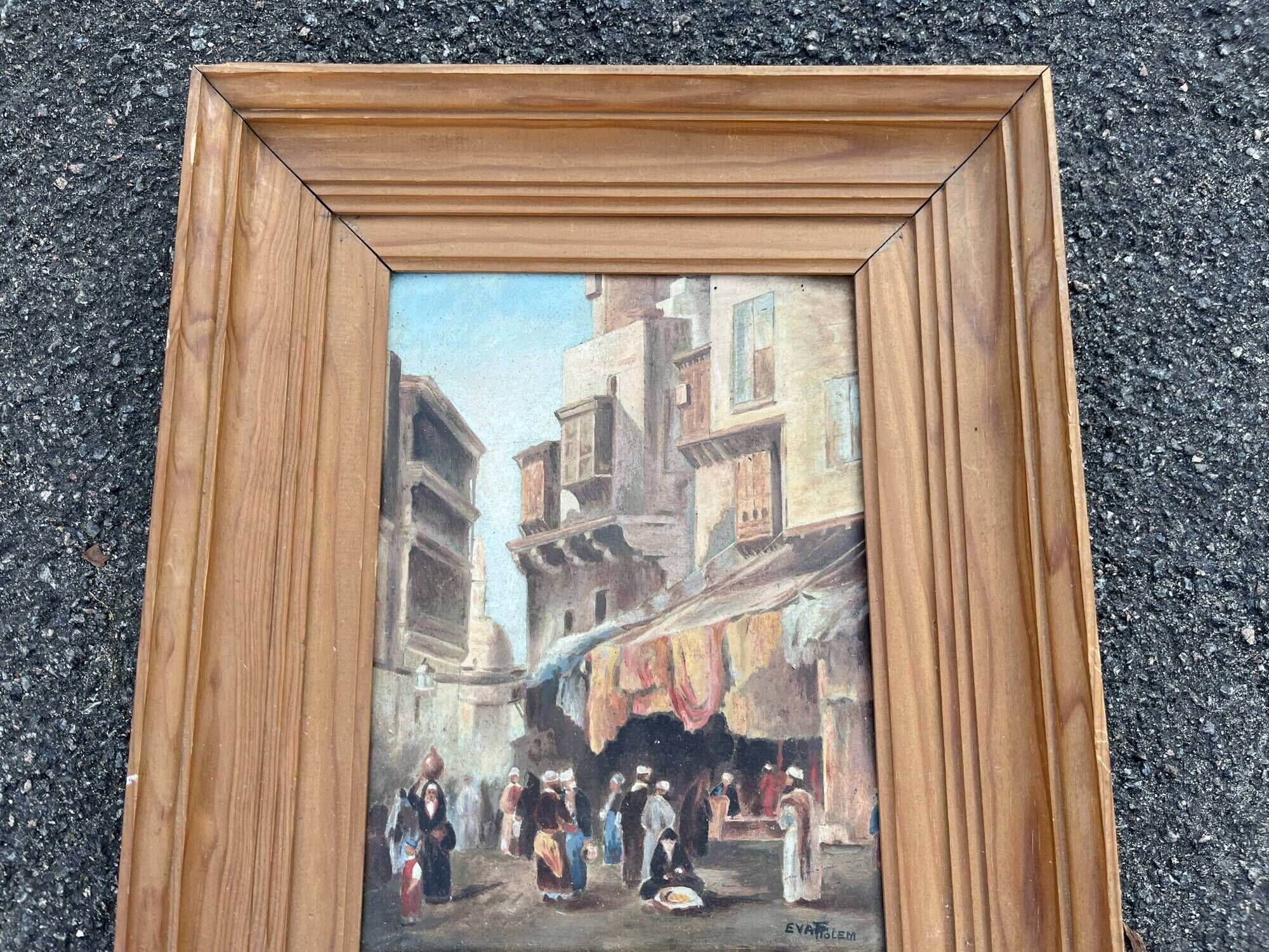 Tableau Orientaliste - Scène de Souk Animée
