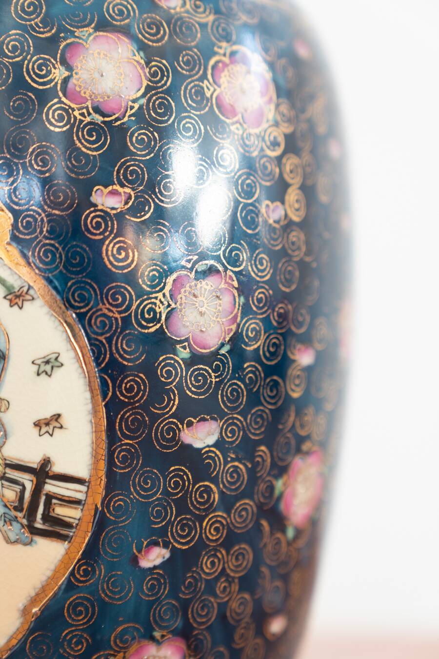 Antique Japanese porcelain vases, Meiji period, 19th century, oriental porcelain art, in