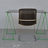 Green office in tripods of 1980s lacquered with black velvet Chair