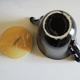 50s black and yellow ceramic teapot