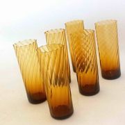 Lot de 6 verres vintage ambré Hauteur 17 cm