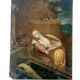 Antique painting on copper, Flemish school, 17th century, representing a saint