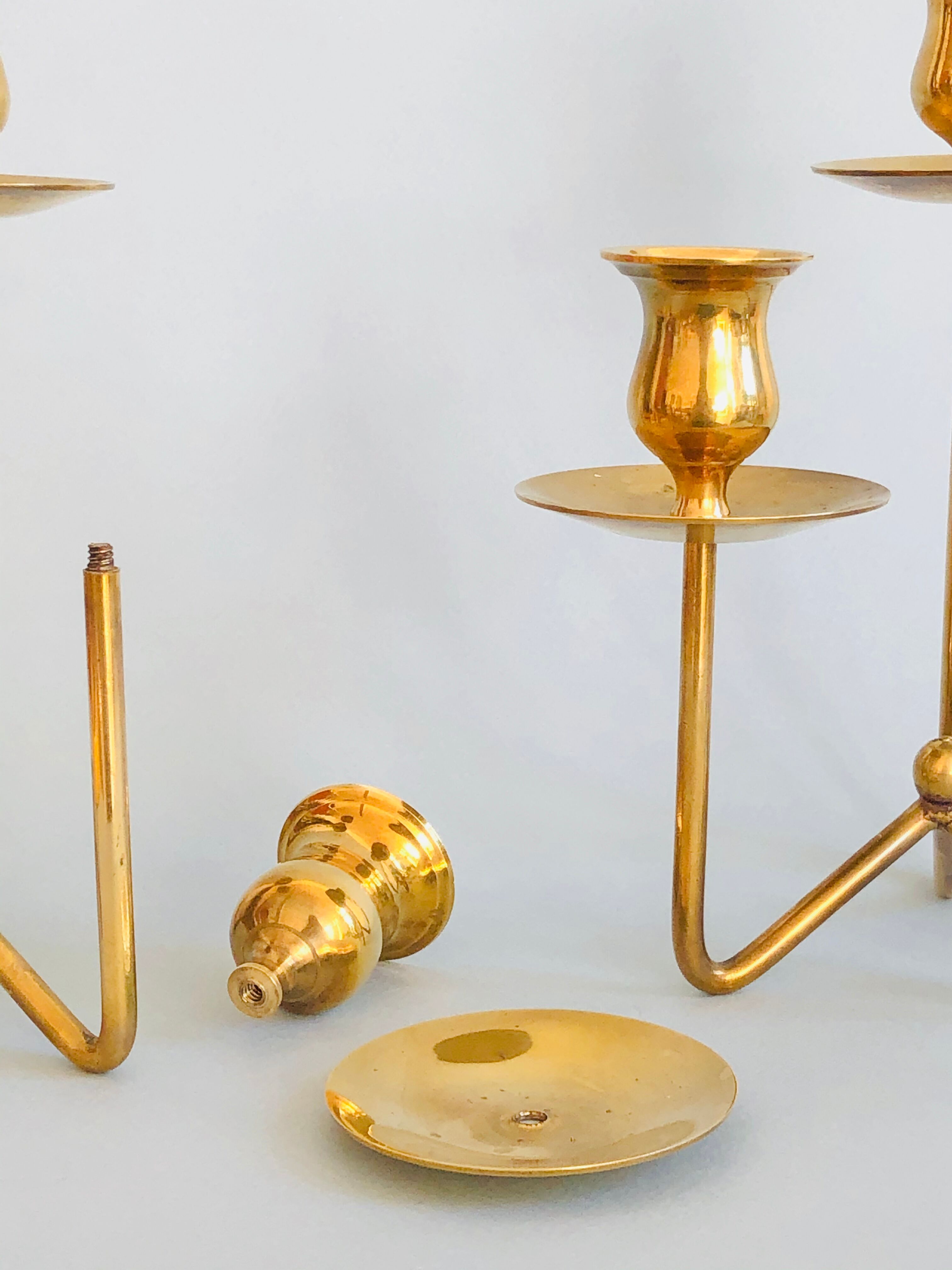 Pair of Danish brass candlesticks