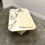 Vintage pink and gray marble coffee table, Italy. 1980s