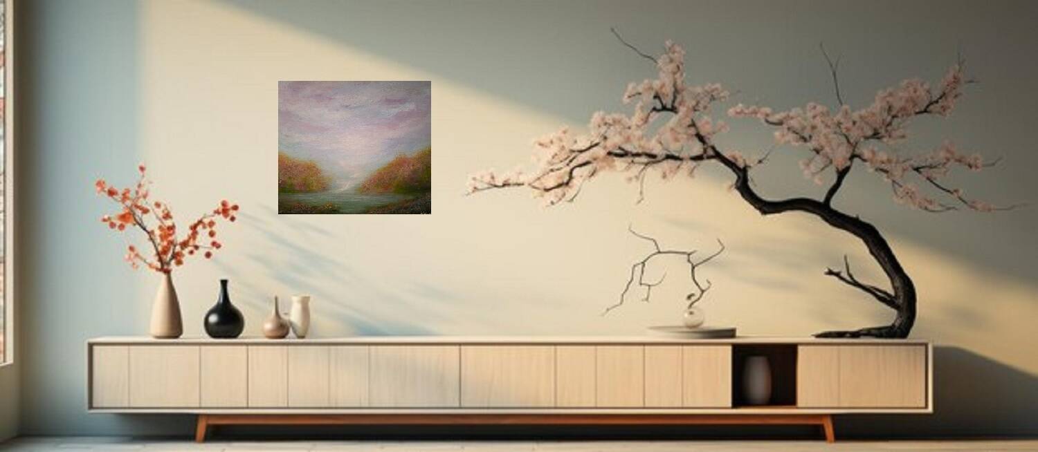 Half-abstract, half-impressionist tableau, original signed with its certificate.