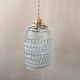 Pair of vintage molded pressed glass pendant lights