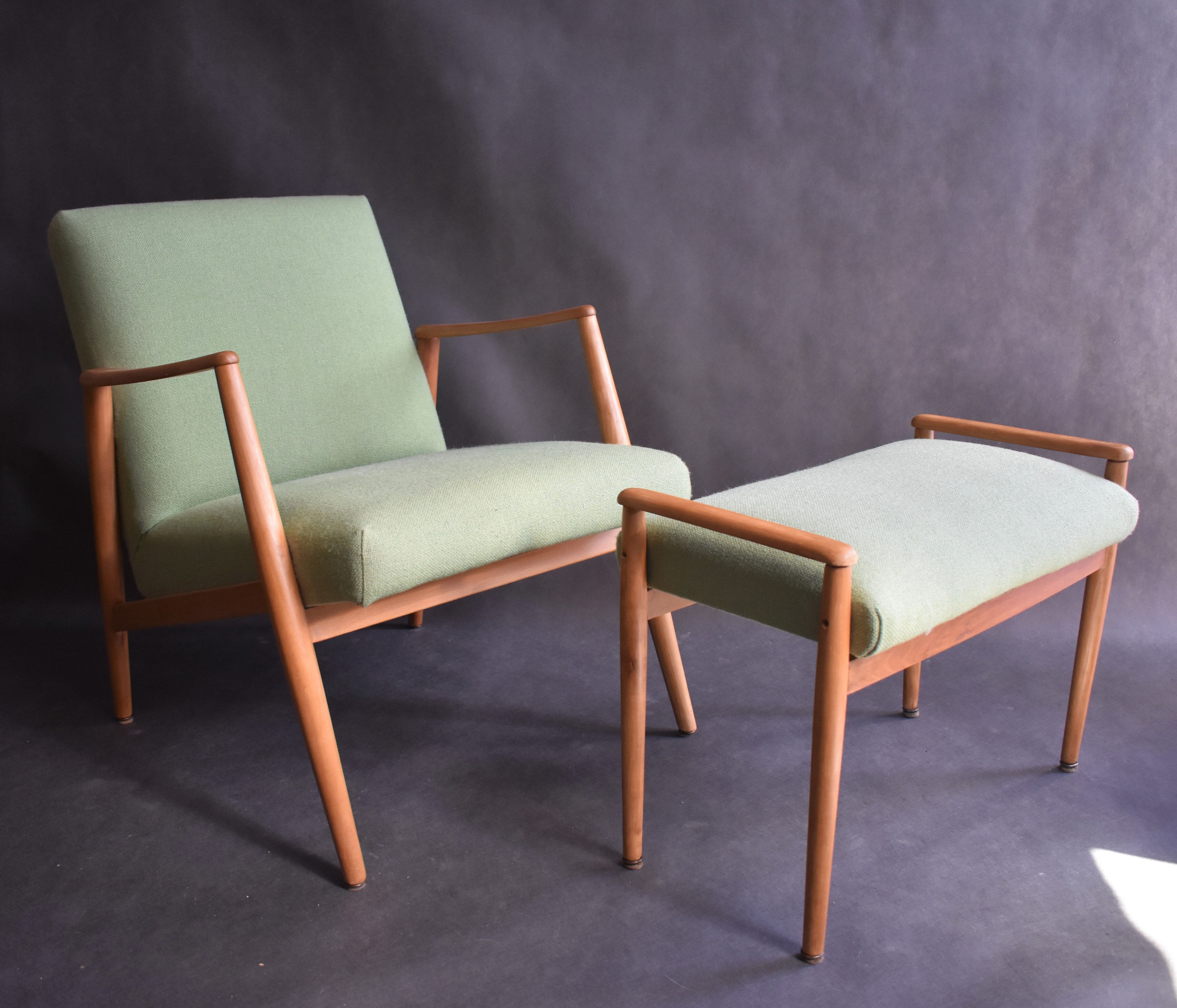 Danish teak armchair & stool, 1970