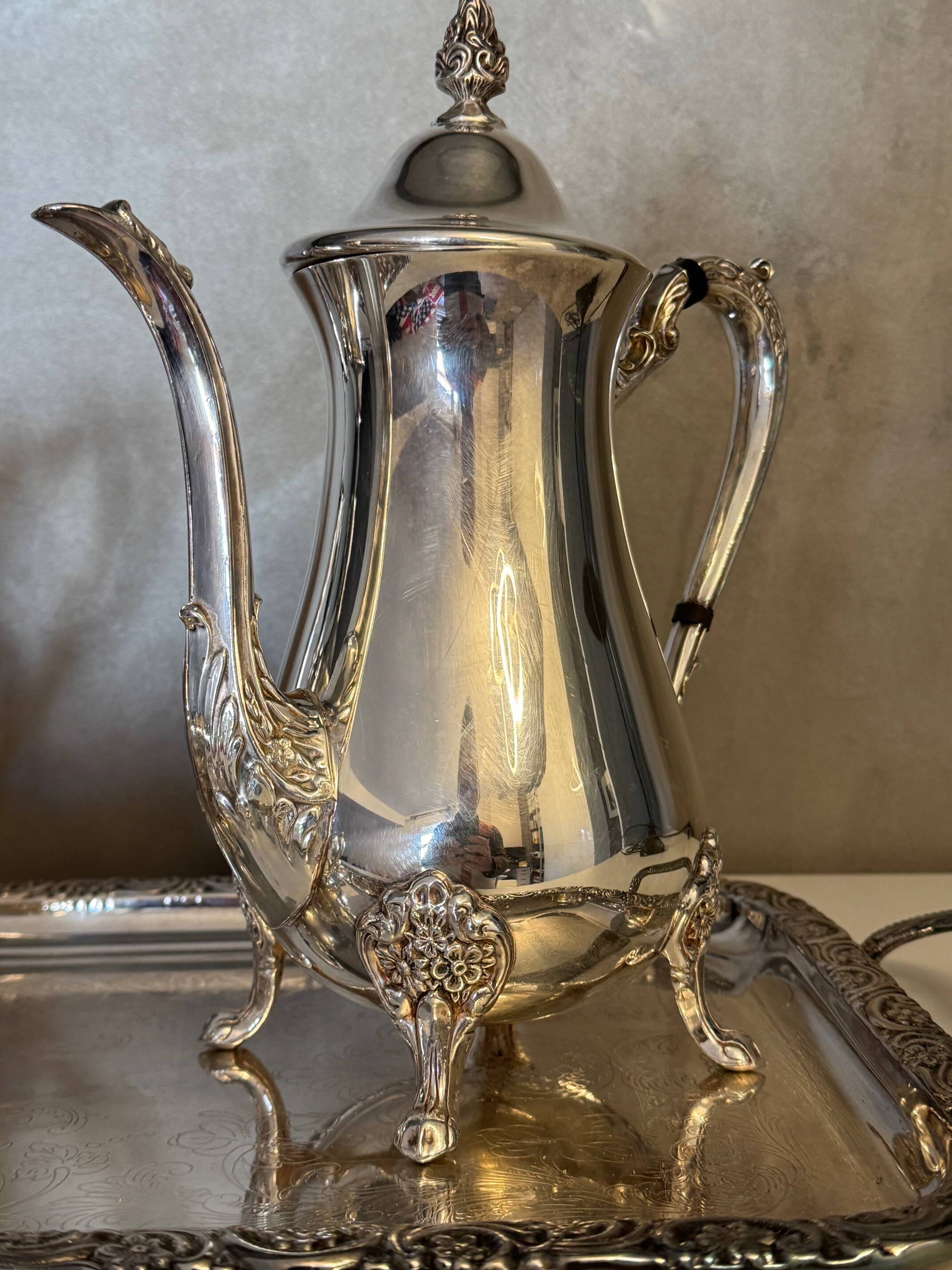 Silver-plated tea and coffee service with tray