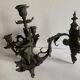 Antique patinated bronze wall sconce – 4 light arms, 19th century