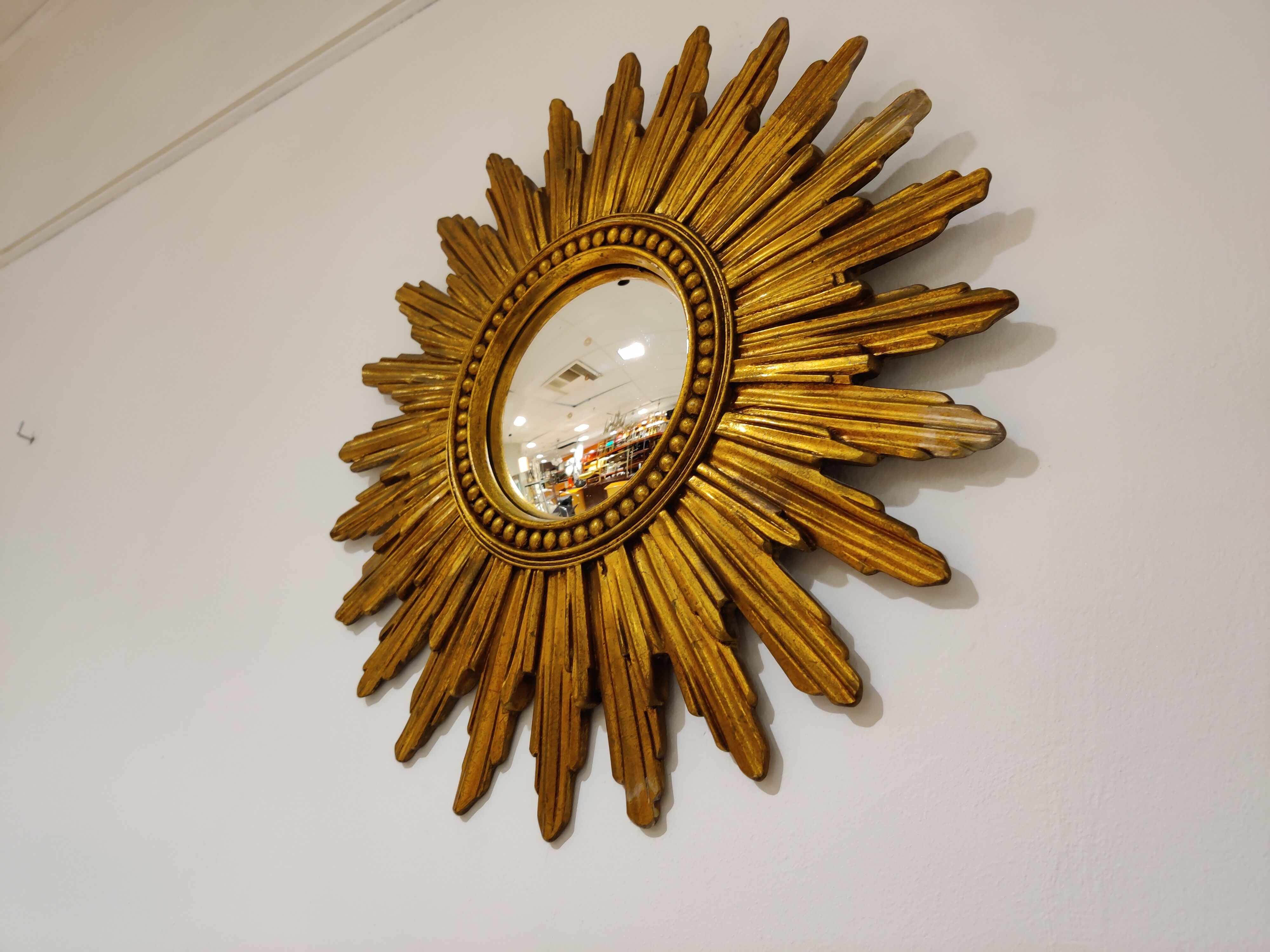 Mid century golden sunburst mirror, 1960s