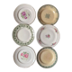 6 flat plates old floral assorted