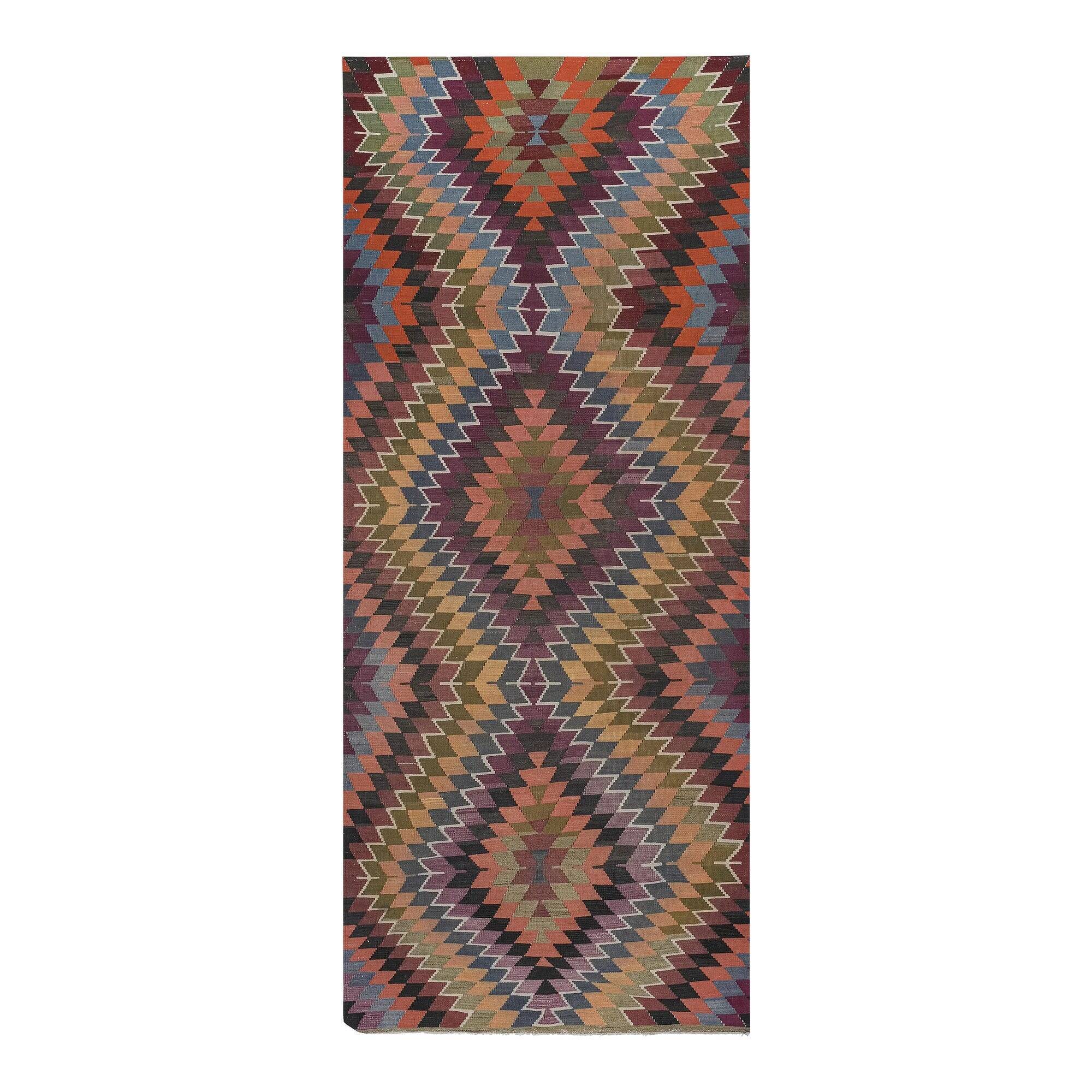 Vintage Turkish kilim handwoven 151x361 cm