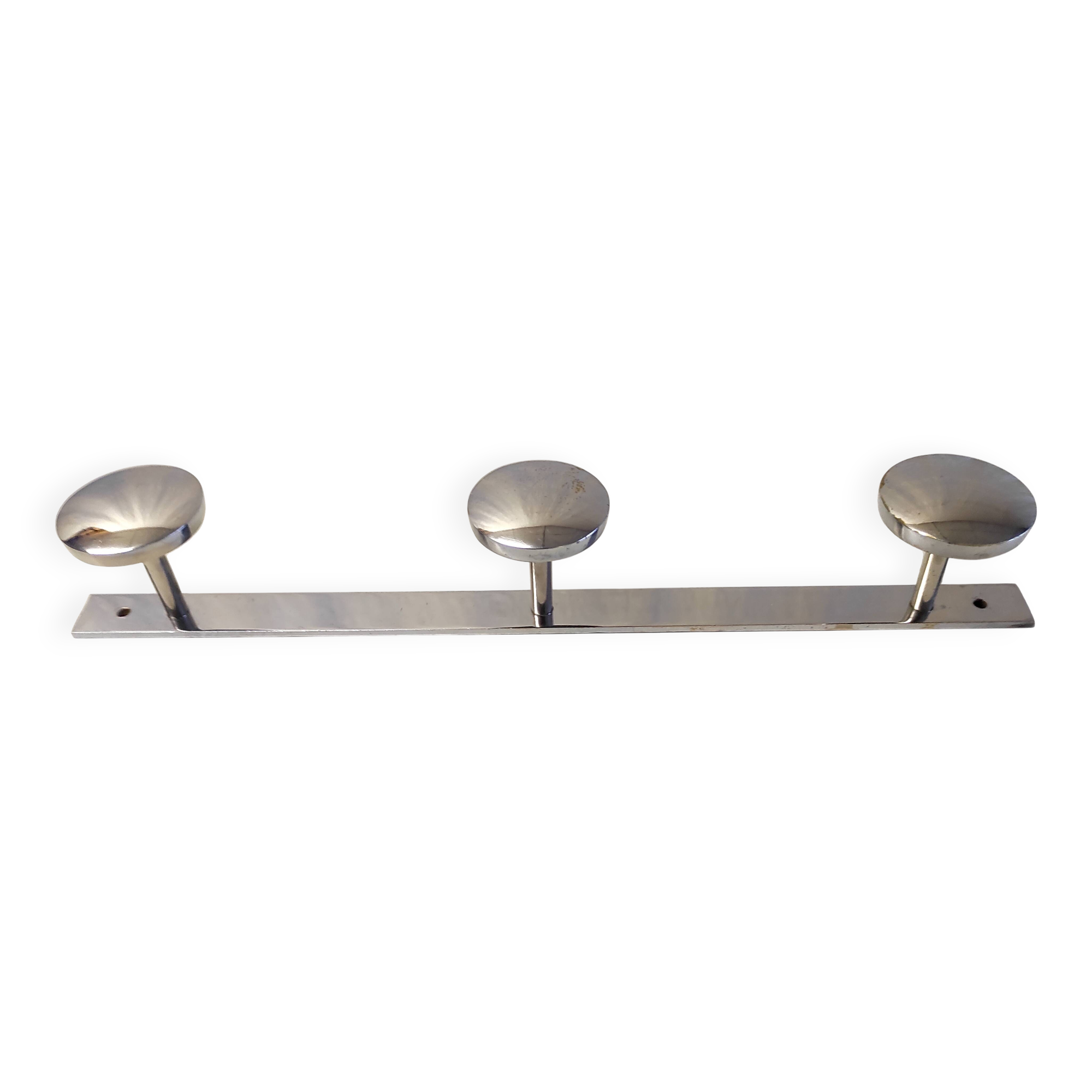 Chrome metal wall coat rack - mid 20th century