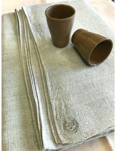 Celadon Dyed Pure Hemp Vintage Tablecloth