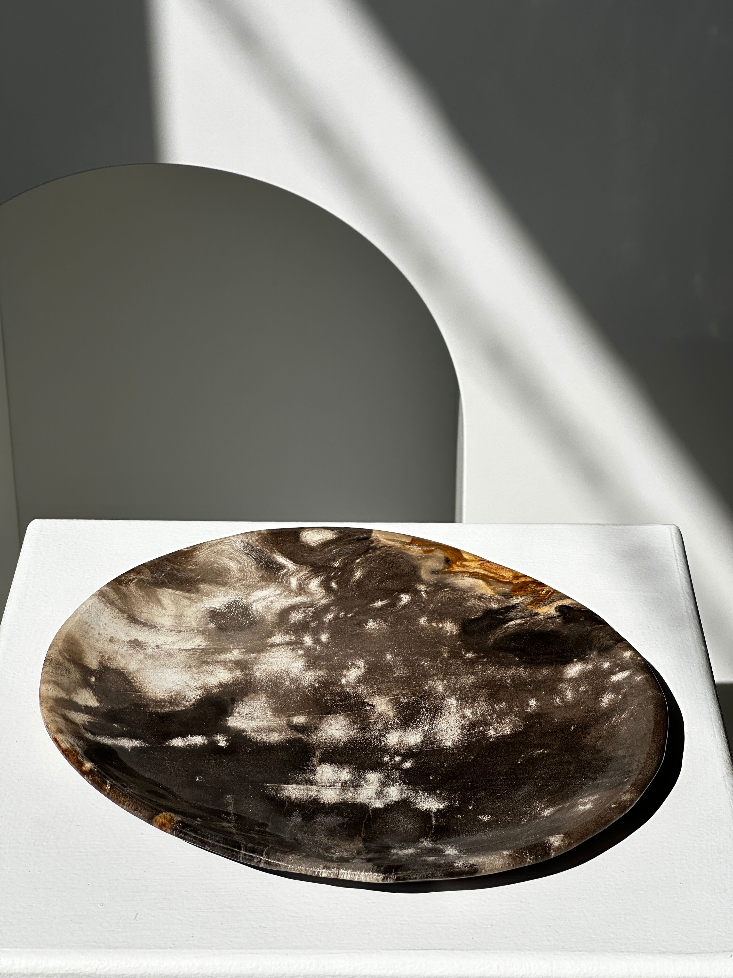 Dish in petrified wood