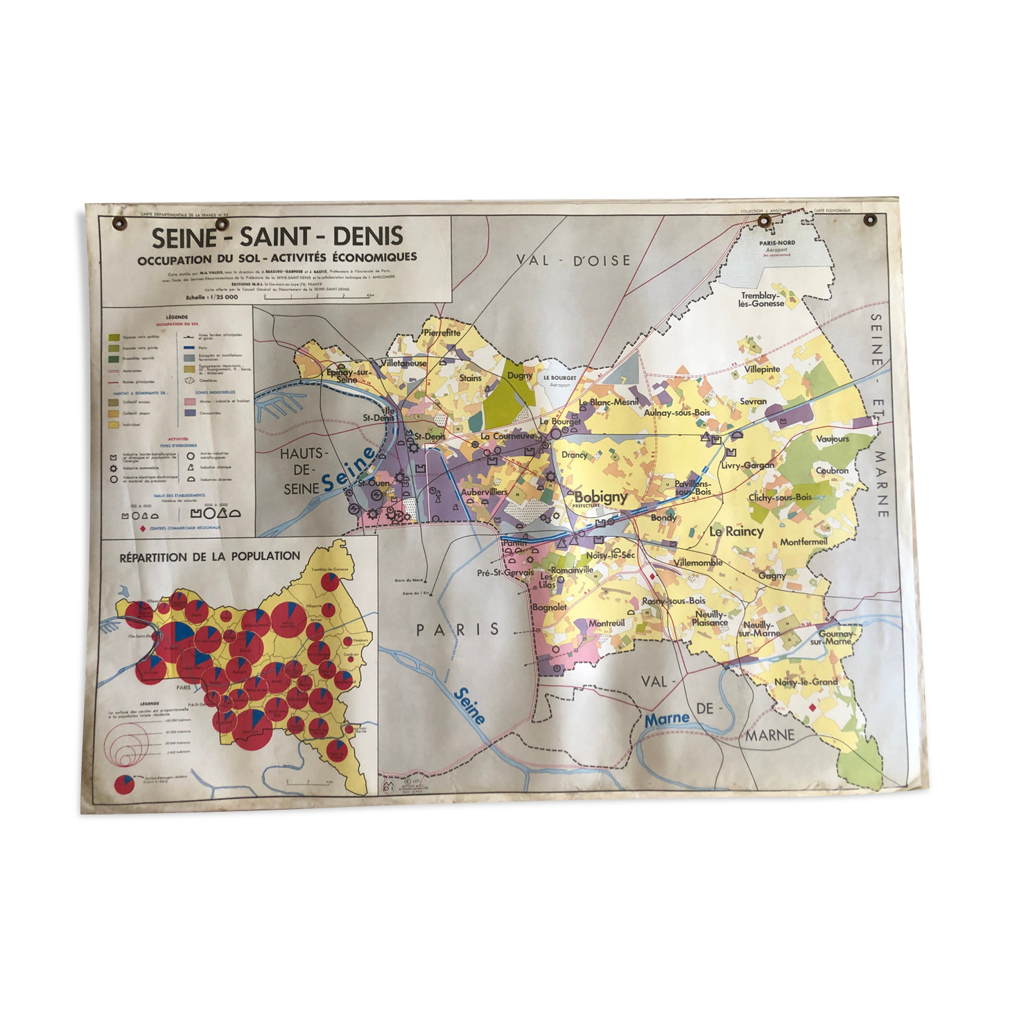 Pedagogical map 1972 Seine Saint Denis 93