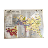 Carte pédagogique 1972 Seine Saint Denis 93
